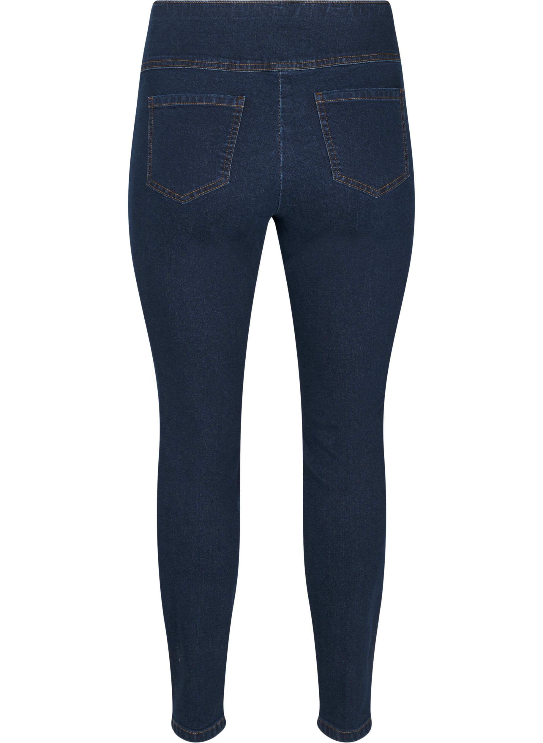 ZizziElastiske jeggings med h&oslash;y midje, Bl&aring;, Packshot image number 1