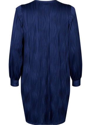 Langermet kjole med teksturmønster, Maritime Blue, Packshot image number 1