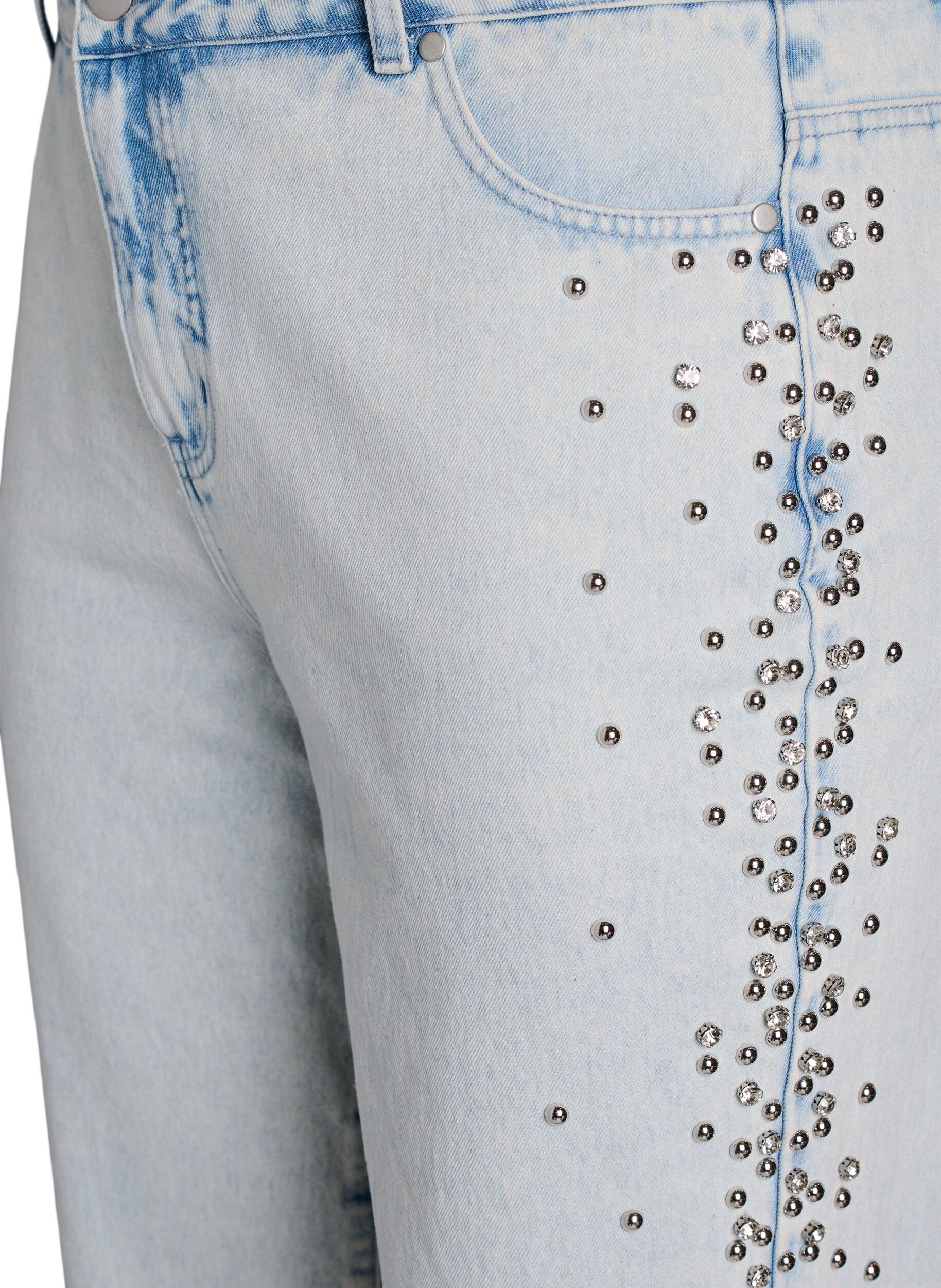 Zizzi Kiana jeans med dekorative detaljer langs sidene, Bl&aring;, Packshot image number 2