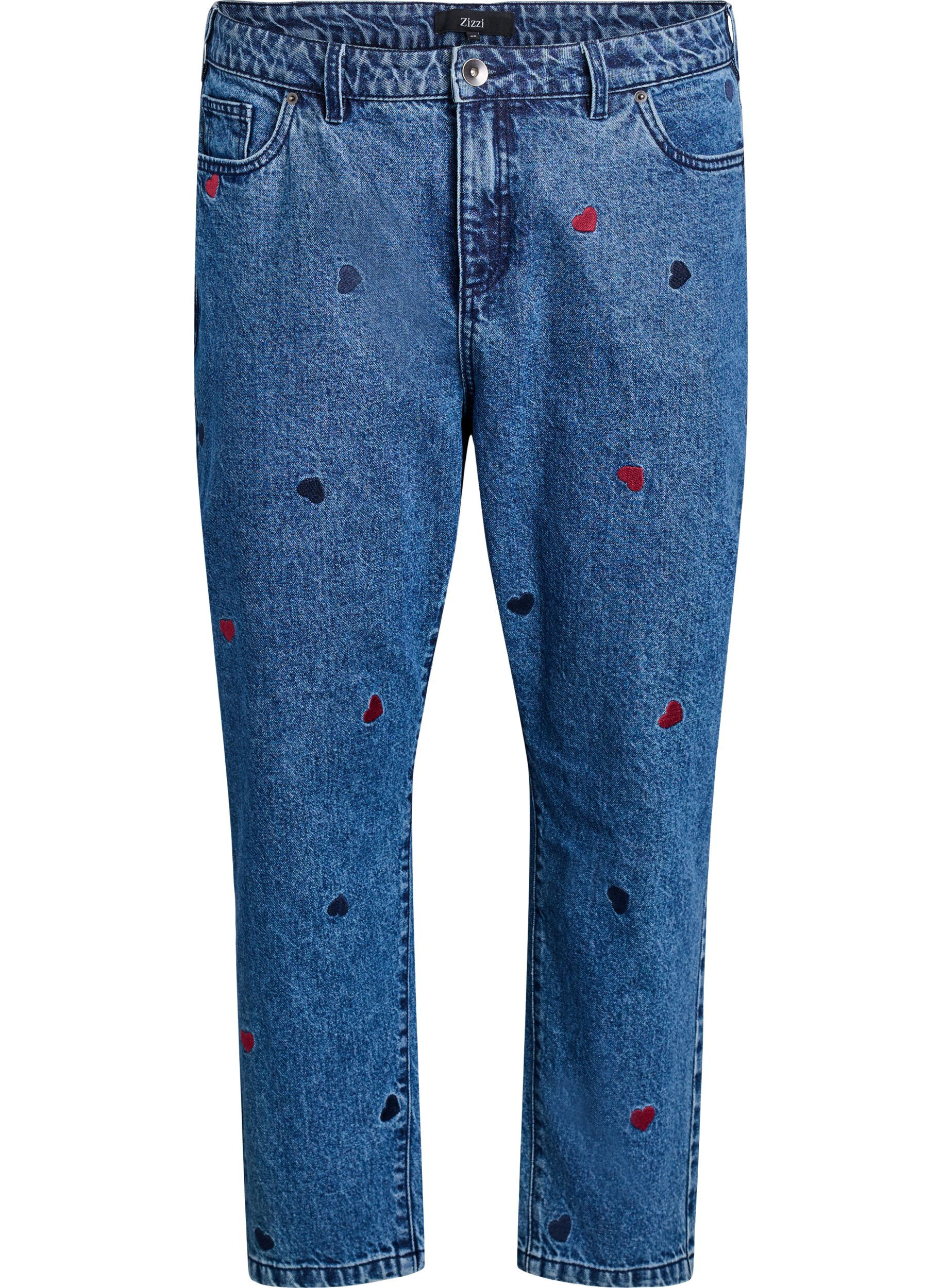Mille mom-fit jeans med broderi