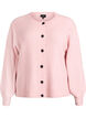 Ribbestrikket cardigan med knapper, Rosa, Packshot image number 0