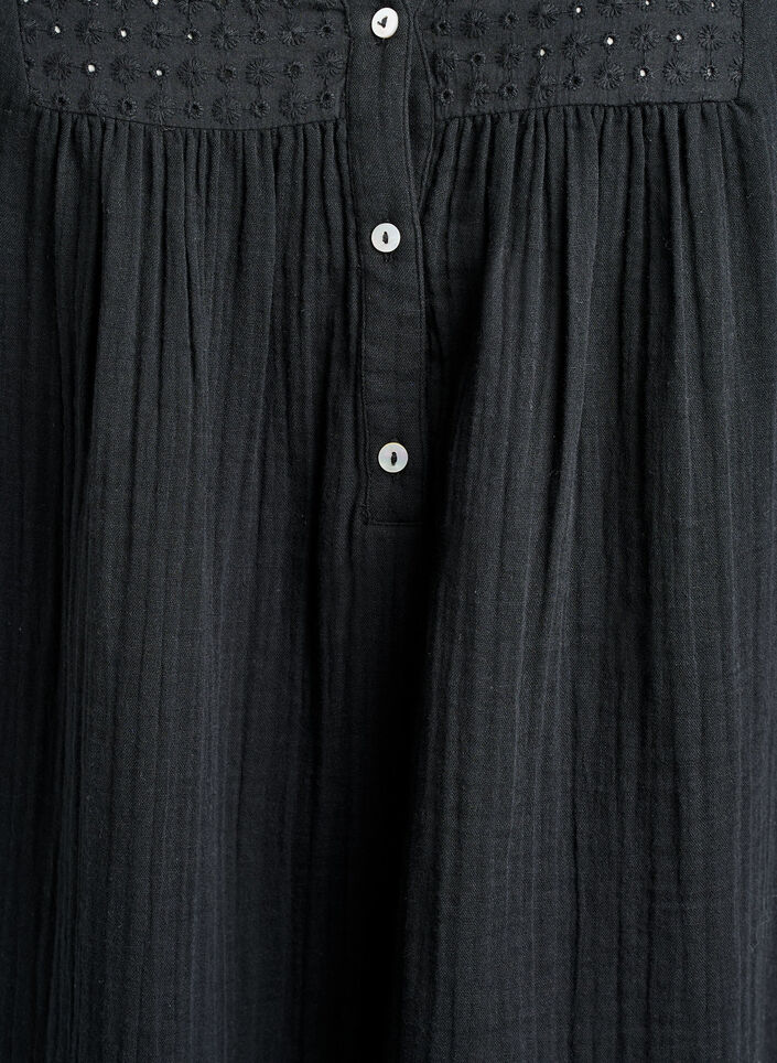 Bomullsmuslin tunika med broderie anglaise, Svart, Packshot image number 2