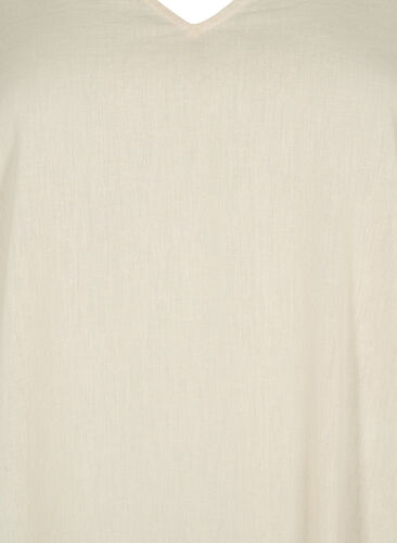 Kjole med V-hals i bomullsmiks med lin, Sandshell, Packshot image number 2