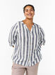 Bluse i bomull med V-hals, Bl&aring;, Model image number 0