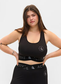 Sports-BH med teksttrykk, Black, Model