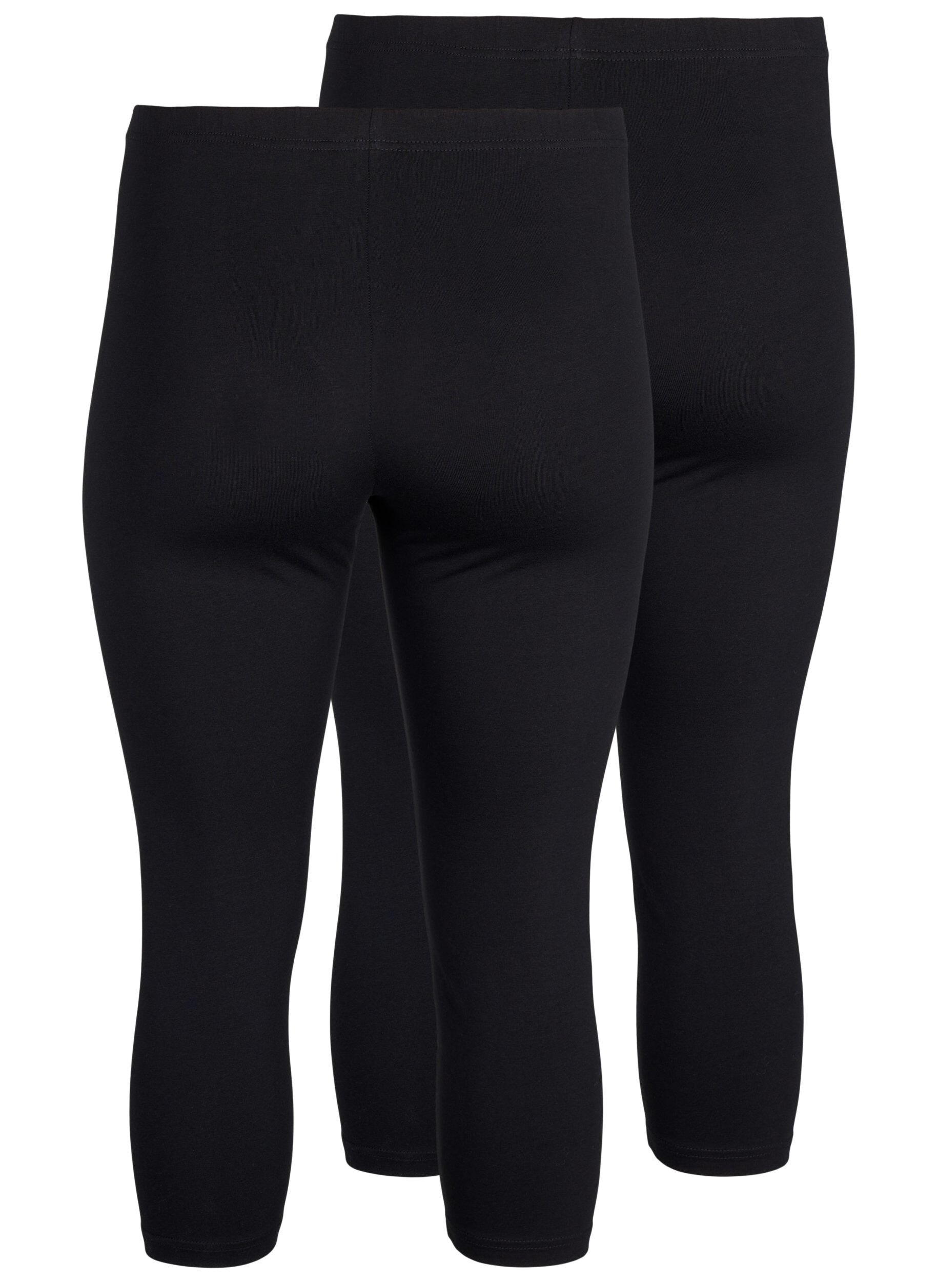 Zizzi FLASH &ndash; 2-pack 3/4 tights i bomull, Svart, Packshot image number 1