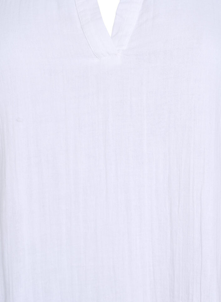Kort A-linjekjole i bomullsmuslin, Hvit, Packshot image number 2
