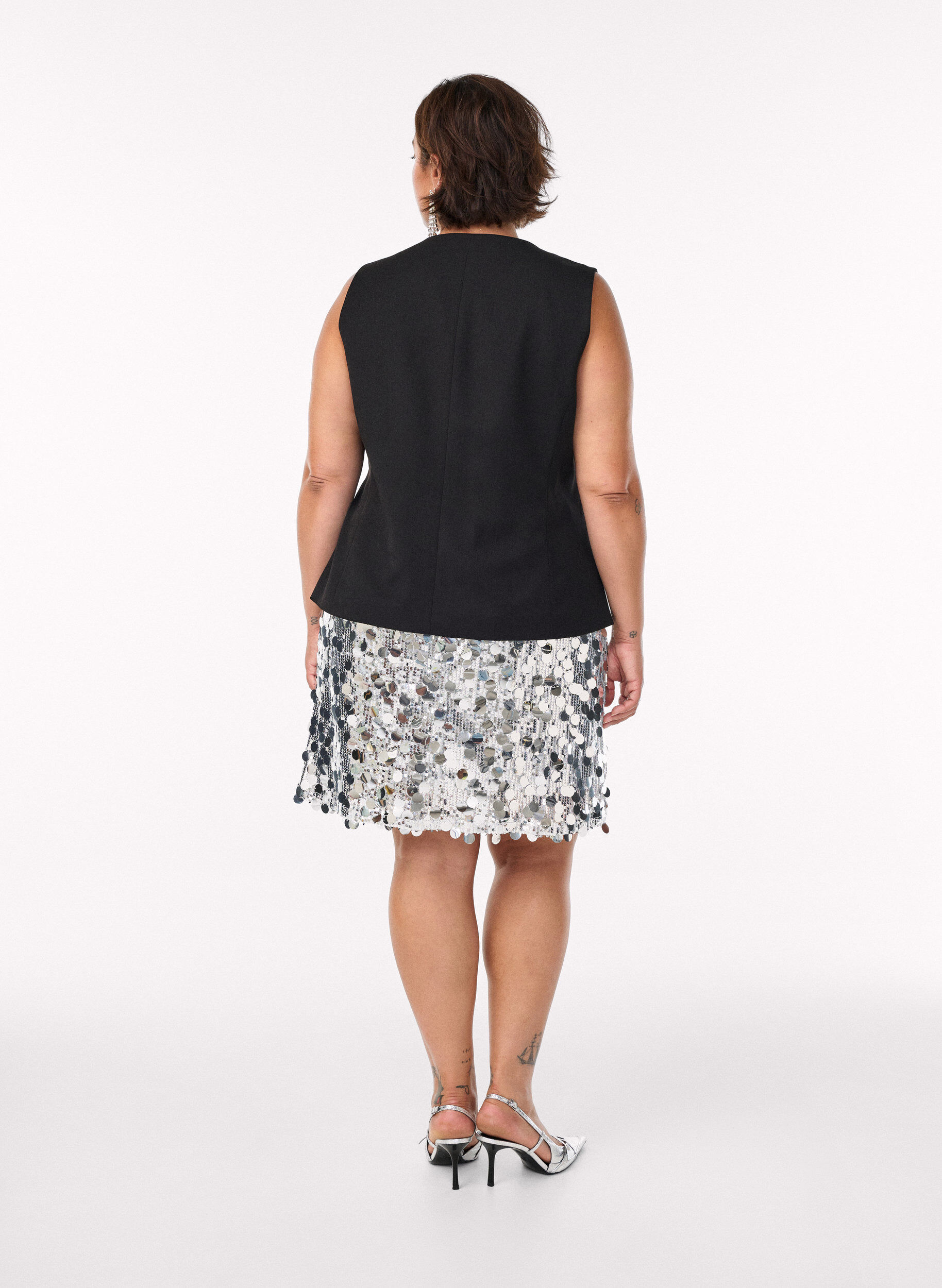 Zizzi Vest med knappelukking, Svart, Model image number 2