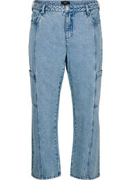 Cargo jeans med høy midje, Light Blue