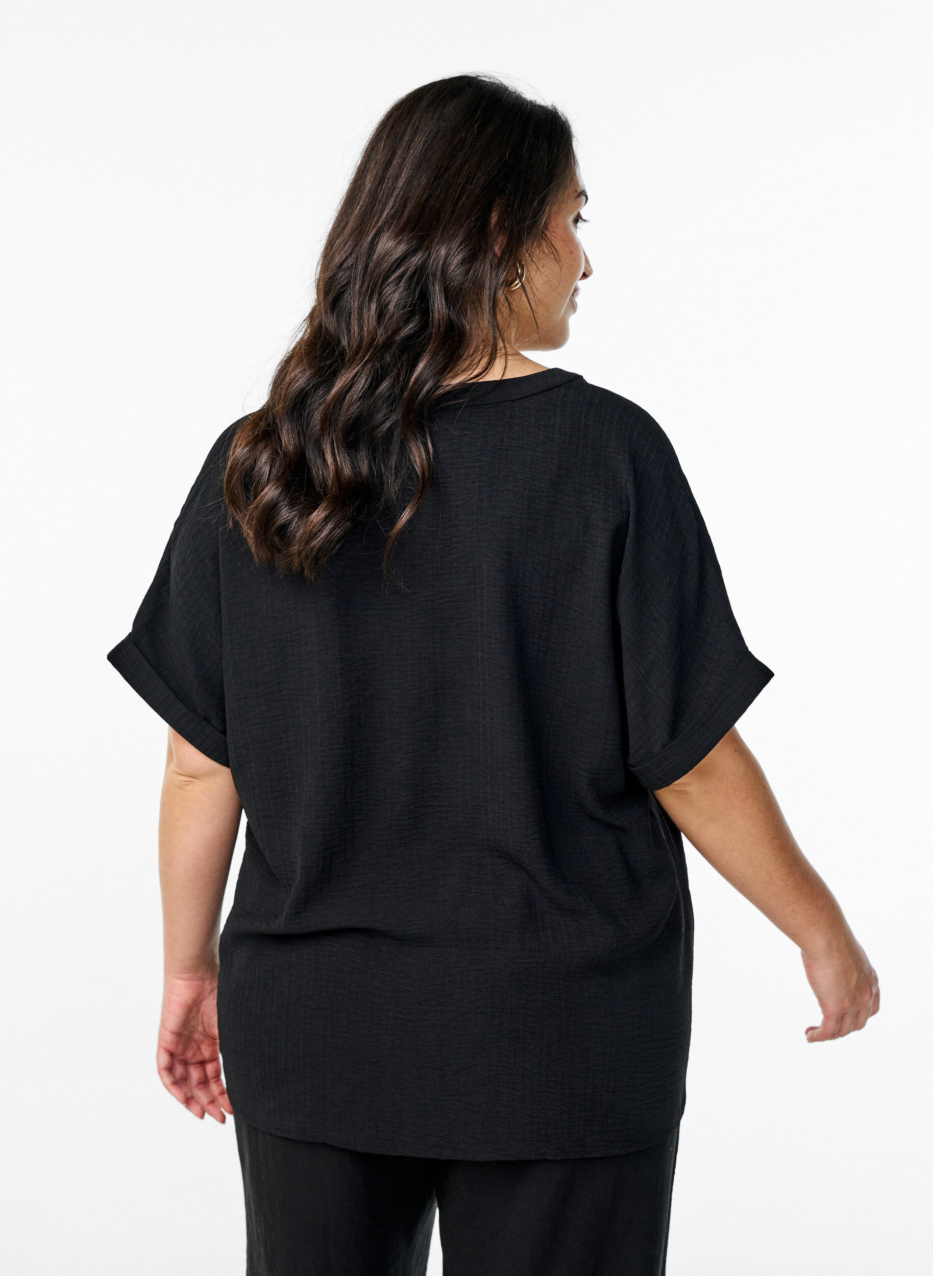 ZizziL&oslash;s bluse med korte ermer, Svart, Model image number 2