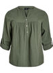 Bluse i bomullsmuslin med broderi anglaise, Gr&oslash;nn, Packshot image number 0