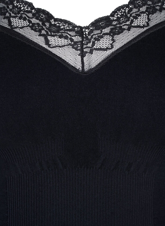 Shapewear bodystocking med blonder, Svart, Packshot image number 3