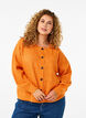 Ribbestrikket cardigan med knapper, Orange, Model image number 0