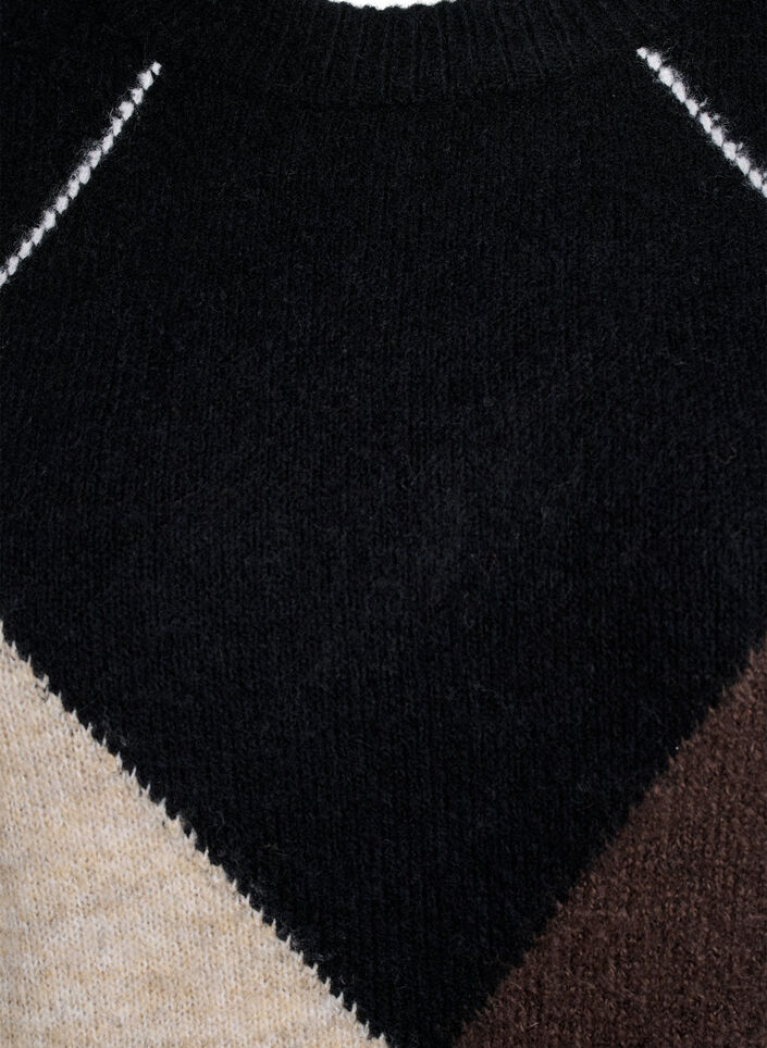 Genser med store ruter og kontrasterende ermer, Black Comb, Packshot