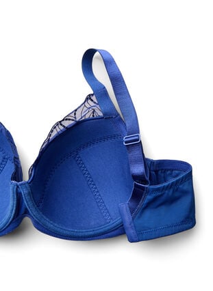 Zizzi BH med polstrede skåler og brodert mesh, Blå, Packshot image number 3