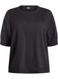 FLASH - Finstrikket bluse med korte ermer, Svart