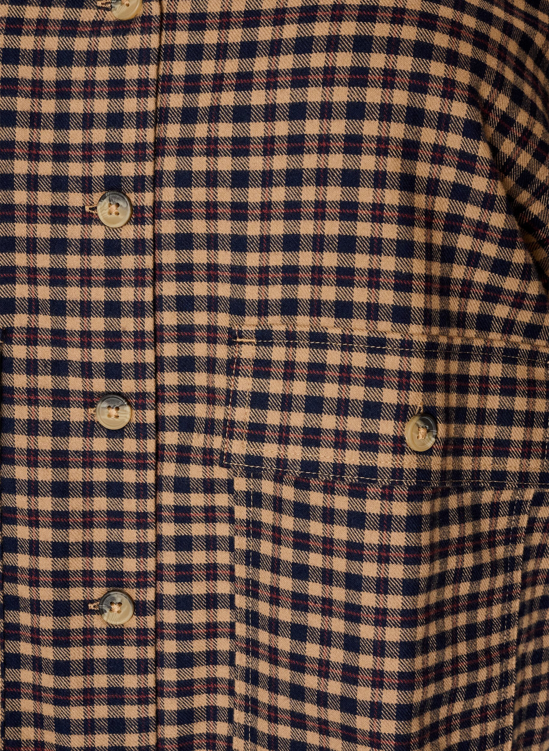 ZizziBluse med ruter og brystlommer, Brun, Packshot image number 2