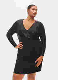 Tettsittende kjole med glitterstruktur, Black, Model