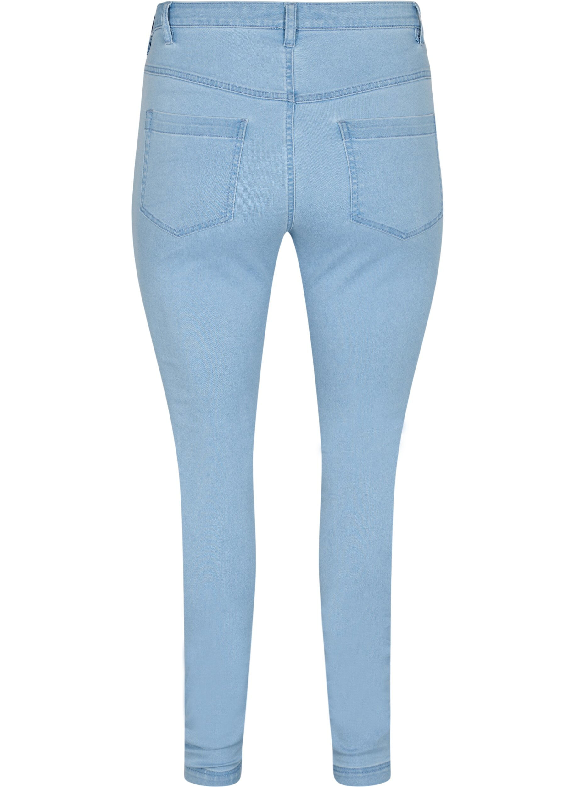 ZizziSuper slim Amy jeans med h&oslash;yt liv, Ex Lt Blue, Packshot image number 1