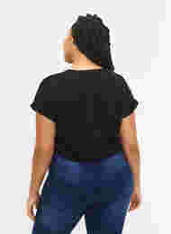 Kortermet T-skjorte i bomullsblanding, Black, Model
