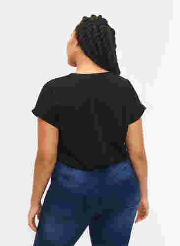 Kortermet T-skjorte i bomullsblanding, Black, Model image number 1