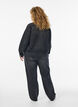 Straight fit jeans med rhinesteiner og høy midje, Grå, Model image number 1