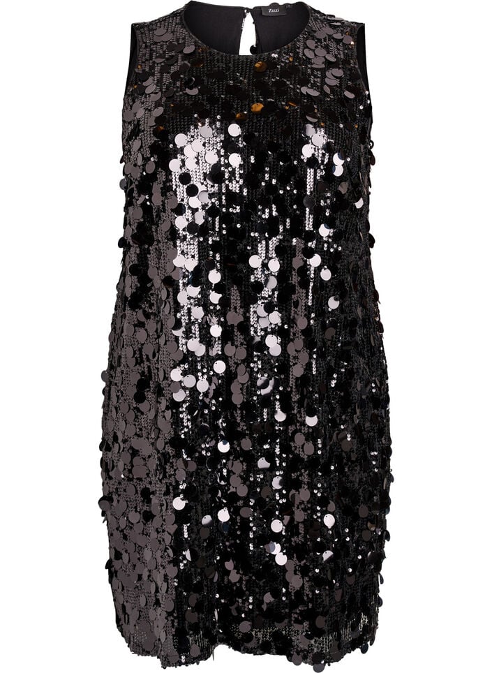 Kort paljettkjole, Svart, Packshot image number 0