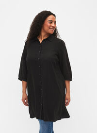 Lang skjorte med 3/4-ermer i lyocell (TENCEL™), Black, Model