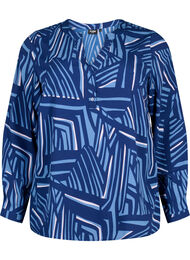 FLASH - bluse med lange ermer og trykk, Medieval Blue AOP