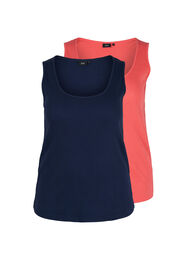 Basis tanktopp i en ribbet struktur, 2 stk., Navy B/Dubarry
