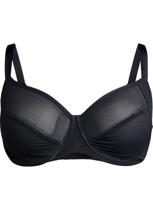 Zizzi Heldekkende basis BH i mesh, Black, Packshot image number 0