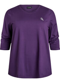 Treningsbluse med 3/4-ermer, Lilla Treningsbluse med 3/4-ermer