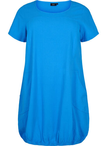 Kortermet kjole i bomull, French Blue, Packshot image number 0