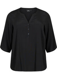 Bluse i viskose med 3/4-ermer