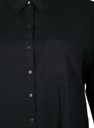Lang skjorte i lin og viskoseblanding, Black, Packshot image number 2