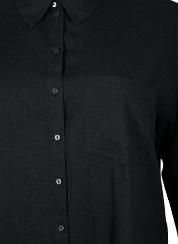 Lang skjorte i lin-viskoseblanding, Black, Packshot image number 2