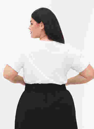 T-skjorte i bomull med trykk foran, White Chest Print, Model image number 1