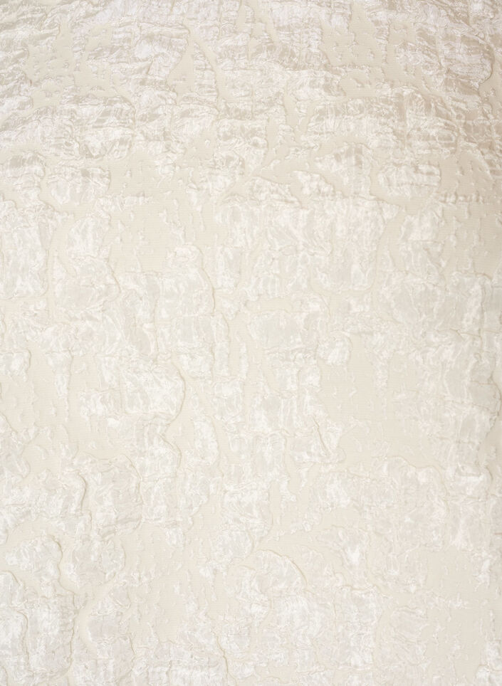Jacquard bluse med puffermer og A-linjeform, Vanilje, Packshot image number 2