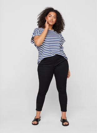 Stripete T-skjorte i bomull, Twilight Blue Stripe, Model image number 2
