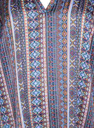 Bluse med mønster og 3/4-ermer, Brown Blue Ethnic, Packshot image number 2