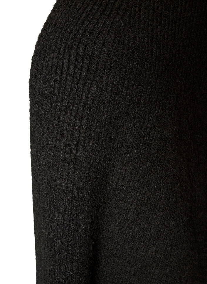 Cardigan med &aring;pen front og vide ermer, Svart, Packshot image number 2
