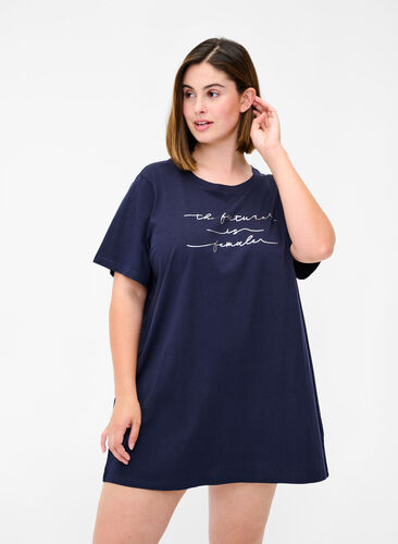 Oversized T-skjorte i økologisk bomull, Night Sky, Model image number 0