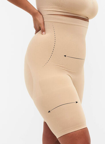 Shapewear shorts med høyt liv, Nude, Model image number 0