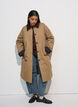 Mellomlang jakke med cordfl&oslash;yelskrage, Beige, Model image number 0