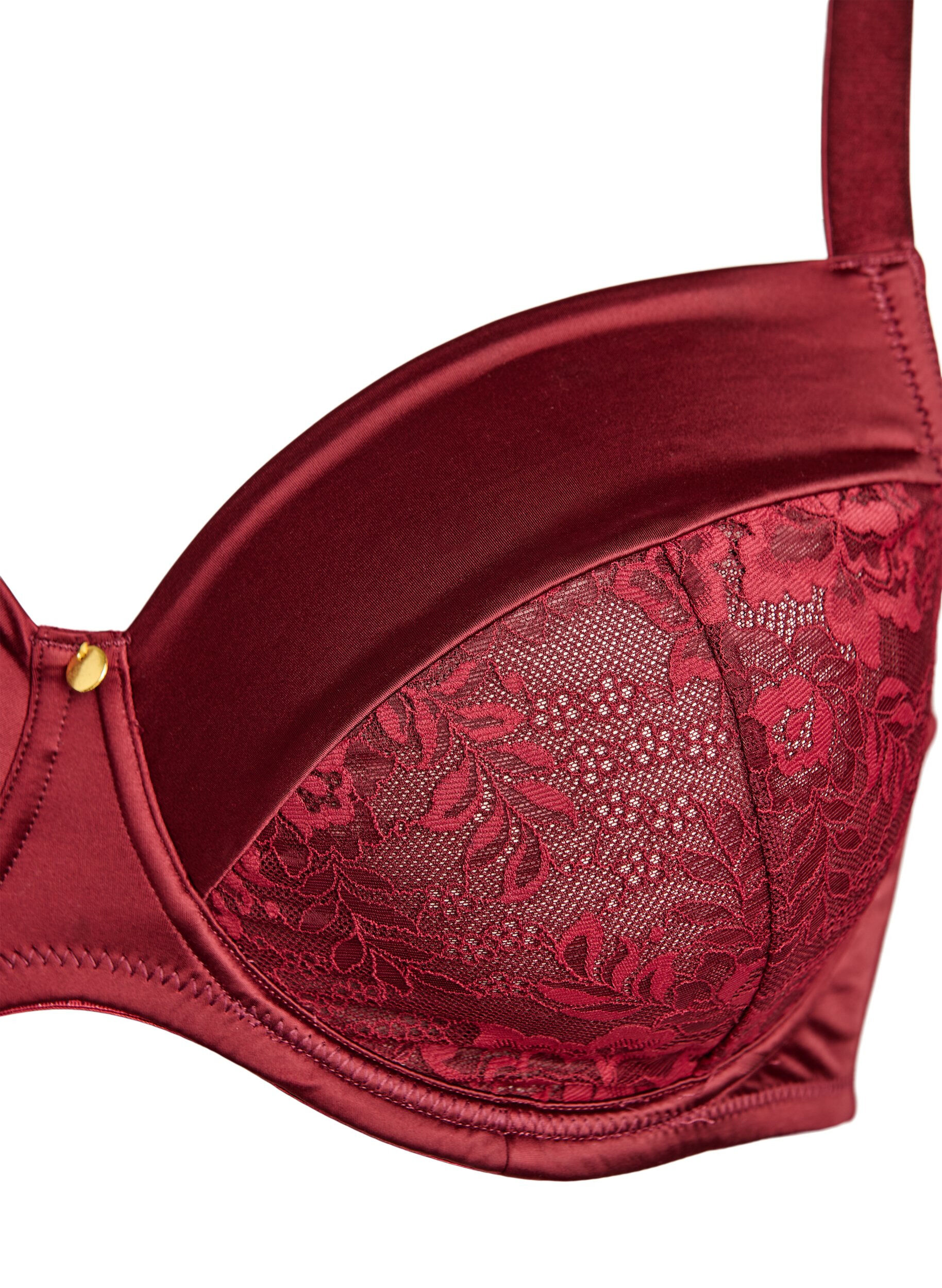 ZizziHeldekkende BH i skinnende mikrofiber, M&oslash;rk Bordeaux, Packshot image number 2