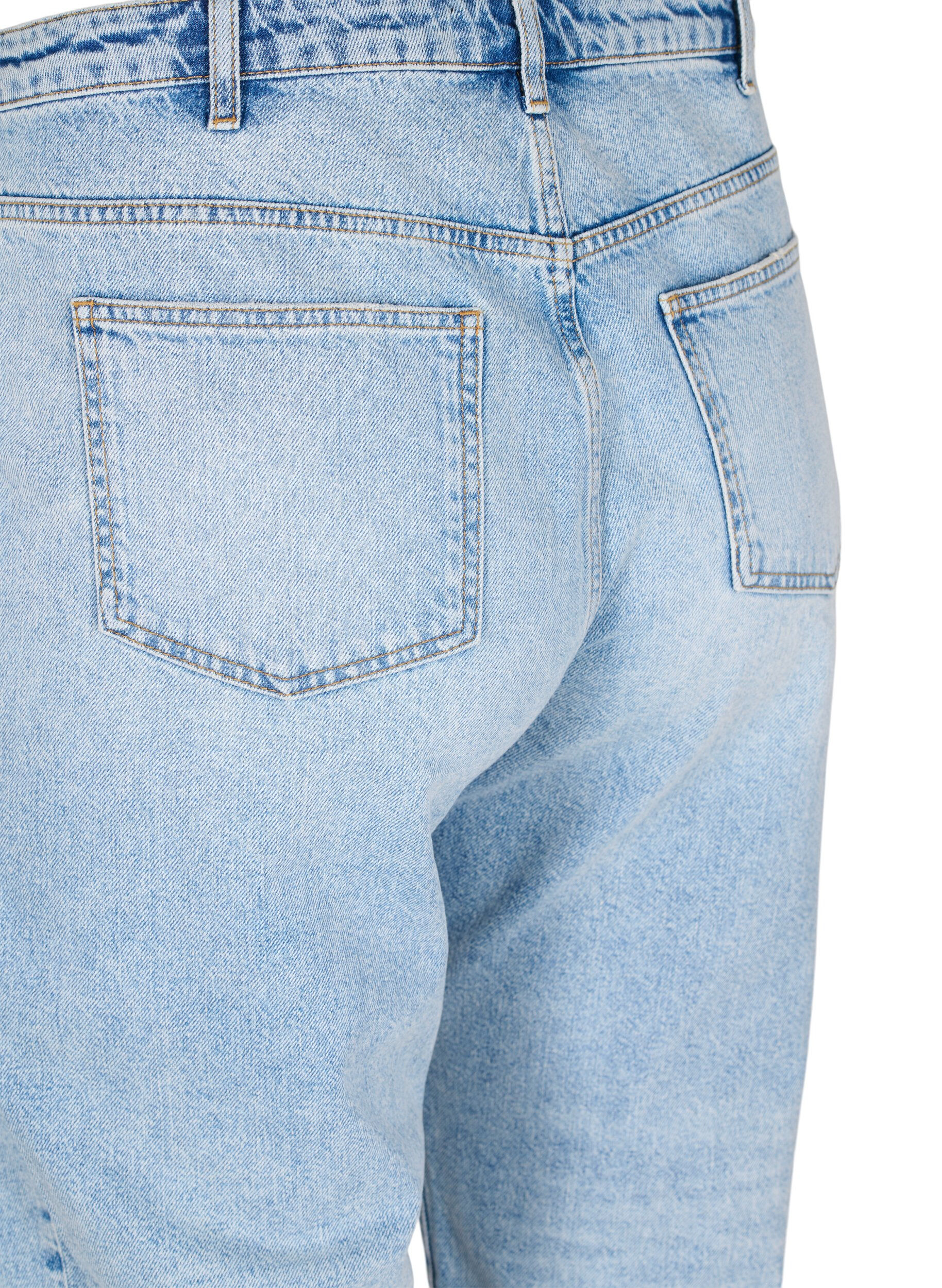 Zizzi Cropped Vera jenas med nagler, Light blue denim, Packshot image number 3