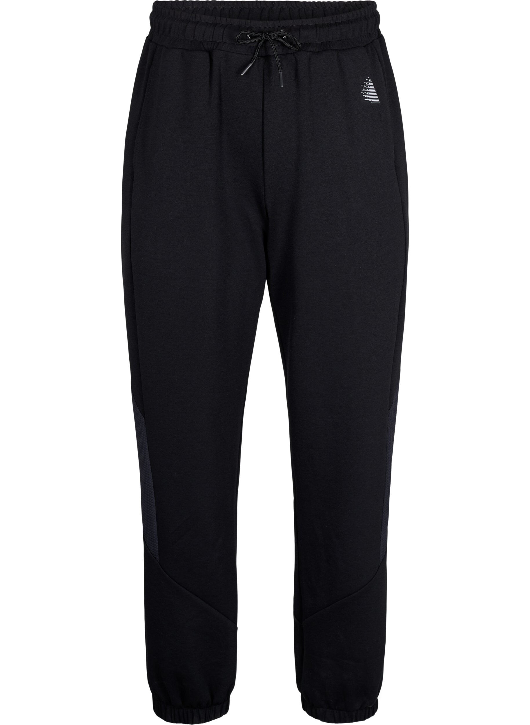 Zizzi Joggebukse med teksturdetaljer, Black, Packshot image number 0
