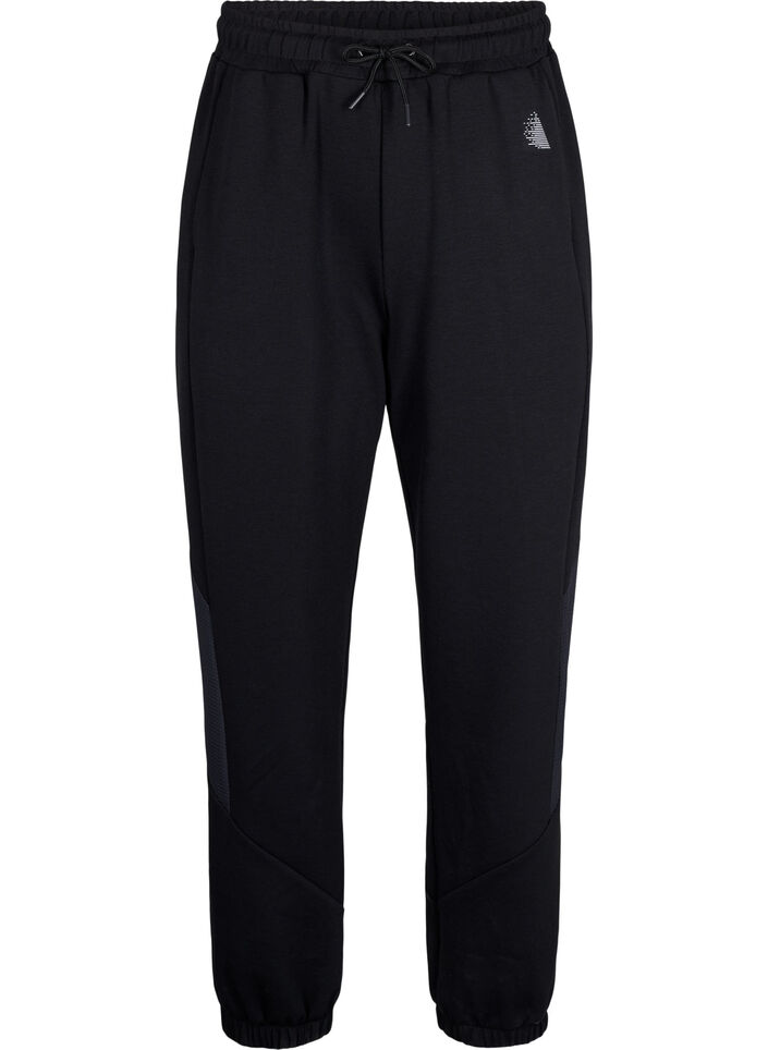 Joggebukse med teksturdetaljer, Black, Packshot image number 0