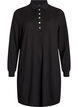 Kort poloskjole med knapper og lange ermer, Svart, Packshot image number 0