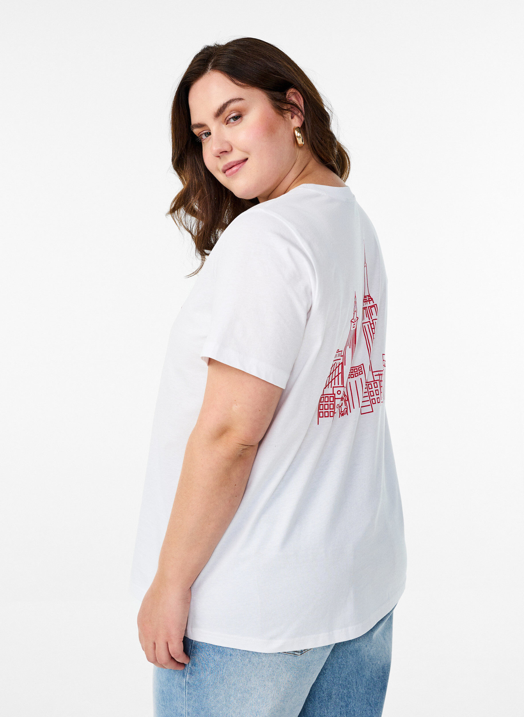 ZizziT-skjorte med tekstprint og rund hals, Hvit, Model image number 2